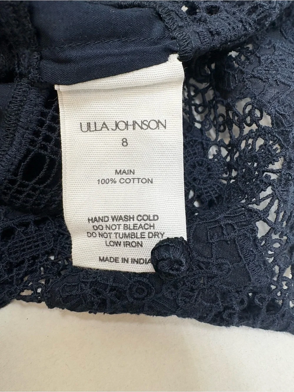 Ulla Johnson Faye Puff Sleeve Cotton Top in Midnight Blue size 8